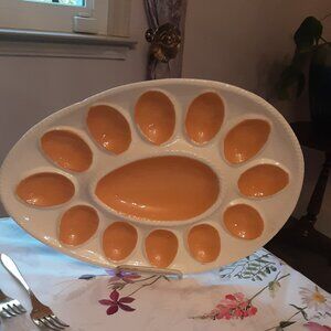 Vintage  Atlantic Mold Ceramic Deviled Egg Plate